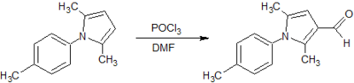Figure 6: Vilsmeier-Haack synthesis of 2,5-dimethyl-1H-(p-tolyl)-pyrrole-3-carboxaldehyde