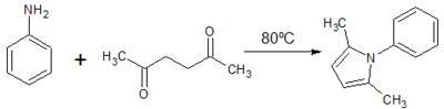 Figure 2: Paal Knorr Synthesis of 2,5-dimethyl-1H-phenyl-pyrrole