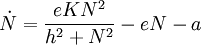 \dot N = \frac{eKN^2}{h^2+N^2} - e N - a